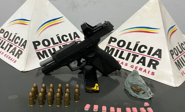 SUSPEITO DE TRFICO DE DROGAS  PRESO EM PAPAGAIOS; ARMA  APREENDIDA